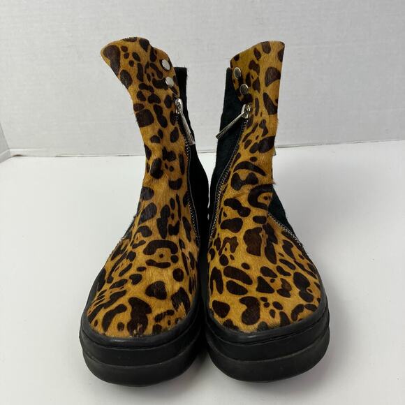Jeffrey Campbell Ibiza Sci Fi Fur Platform Sneaker Booties Tan Black Leopard 6.5 - Picture 3 of 16